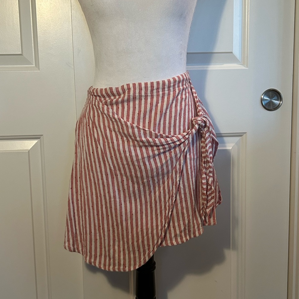 Pink/White Striped Billabong Wrap Skirt